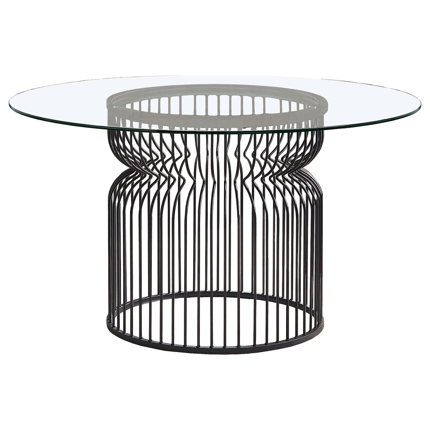 Granvia Round Glass Top Dining Table Clear and Gunmetal