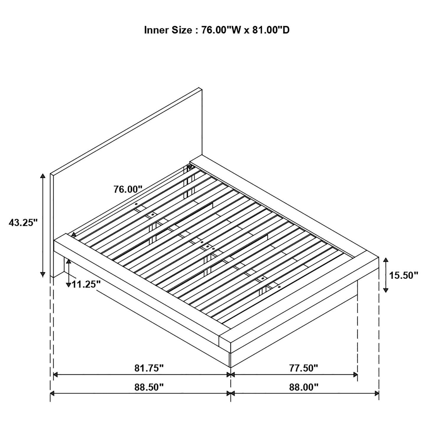 Jessica Wood Eastern King LED Panel Bed Snow White