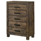 Woodmont 5-drawer Chest Rustic Golden Brown
