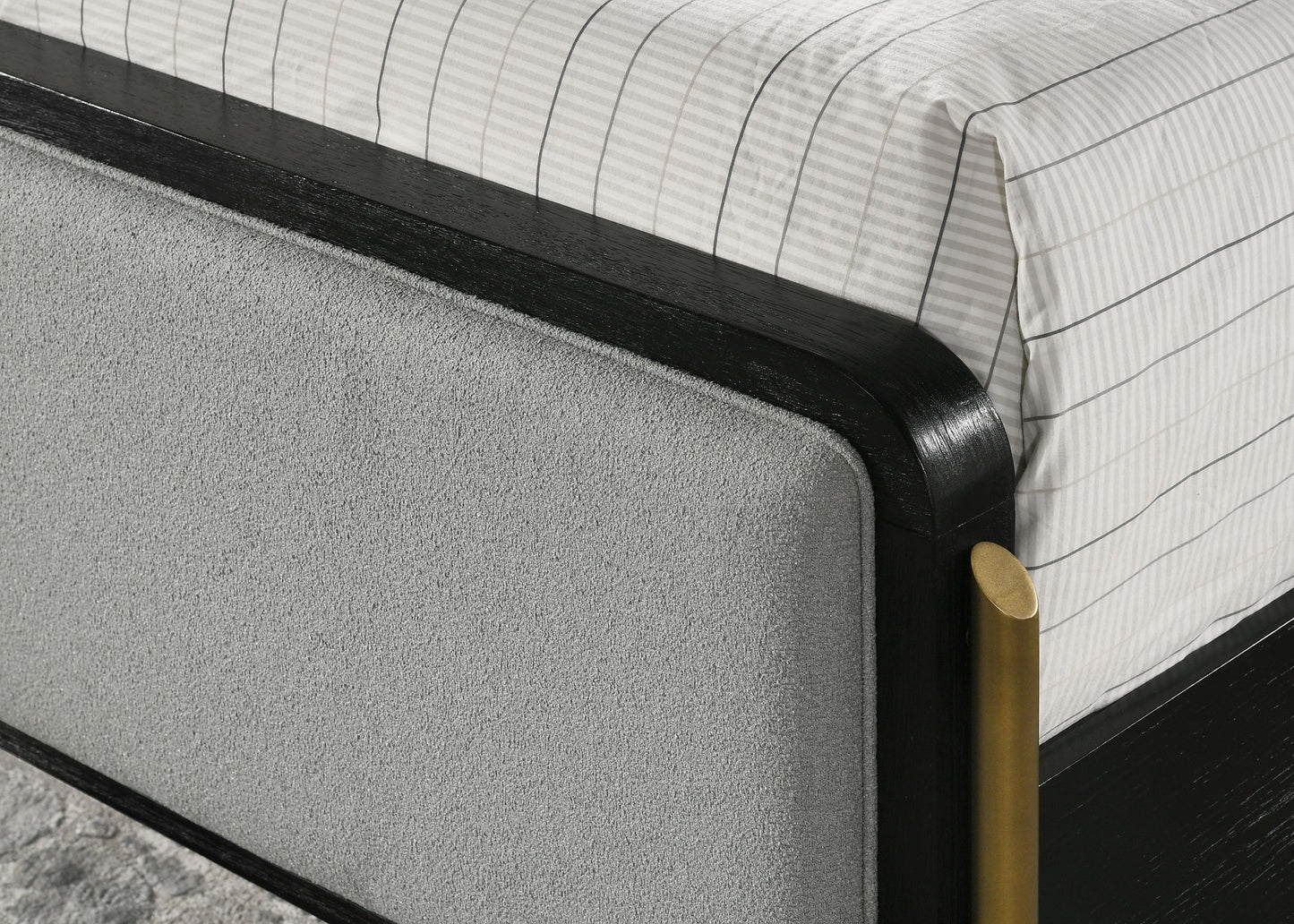 Arini Upholstered Eastern King Panel Bed Black and Grey