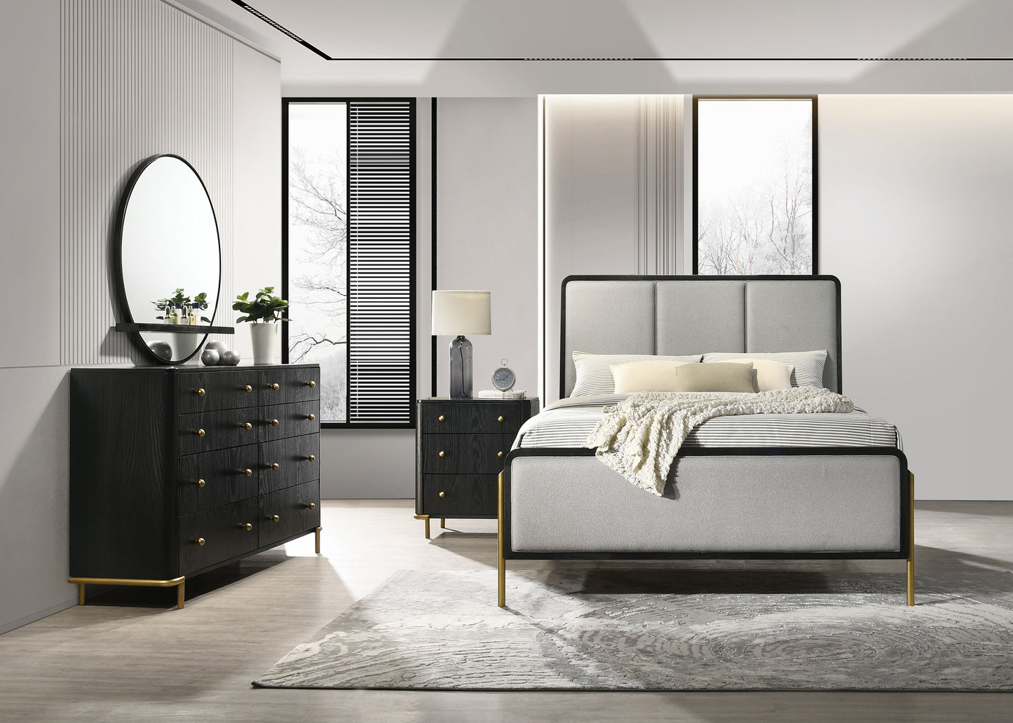 Arini 4-piece Eastern King Bedroom Set Black and Grey