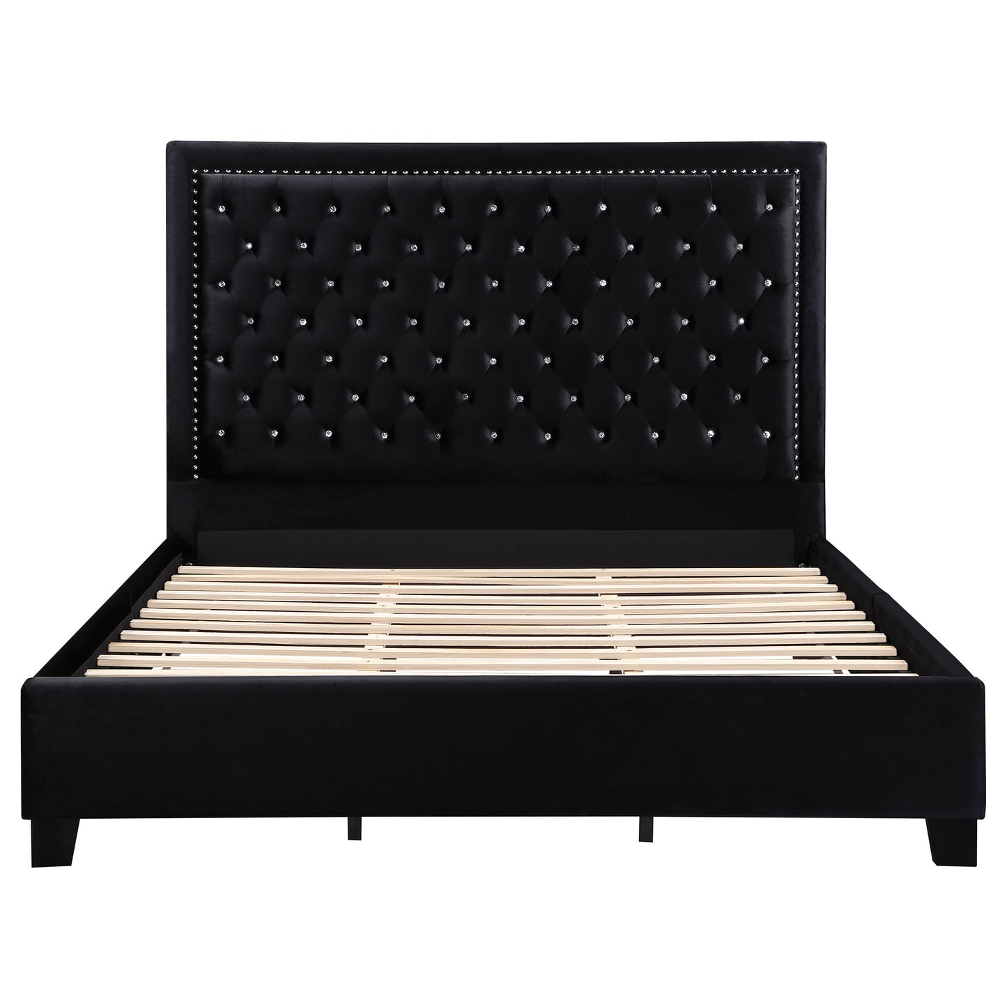 Hailey Upholstered Eastern King Panel Bed Black