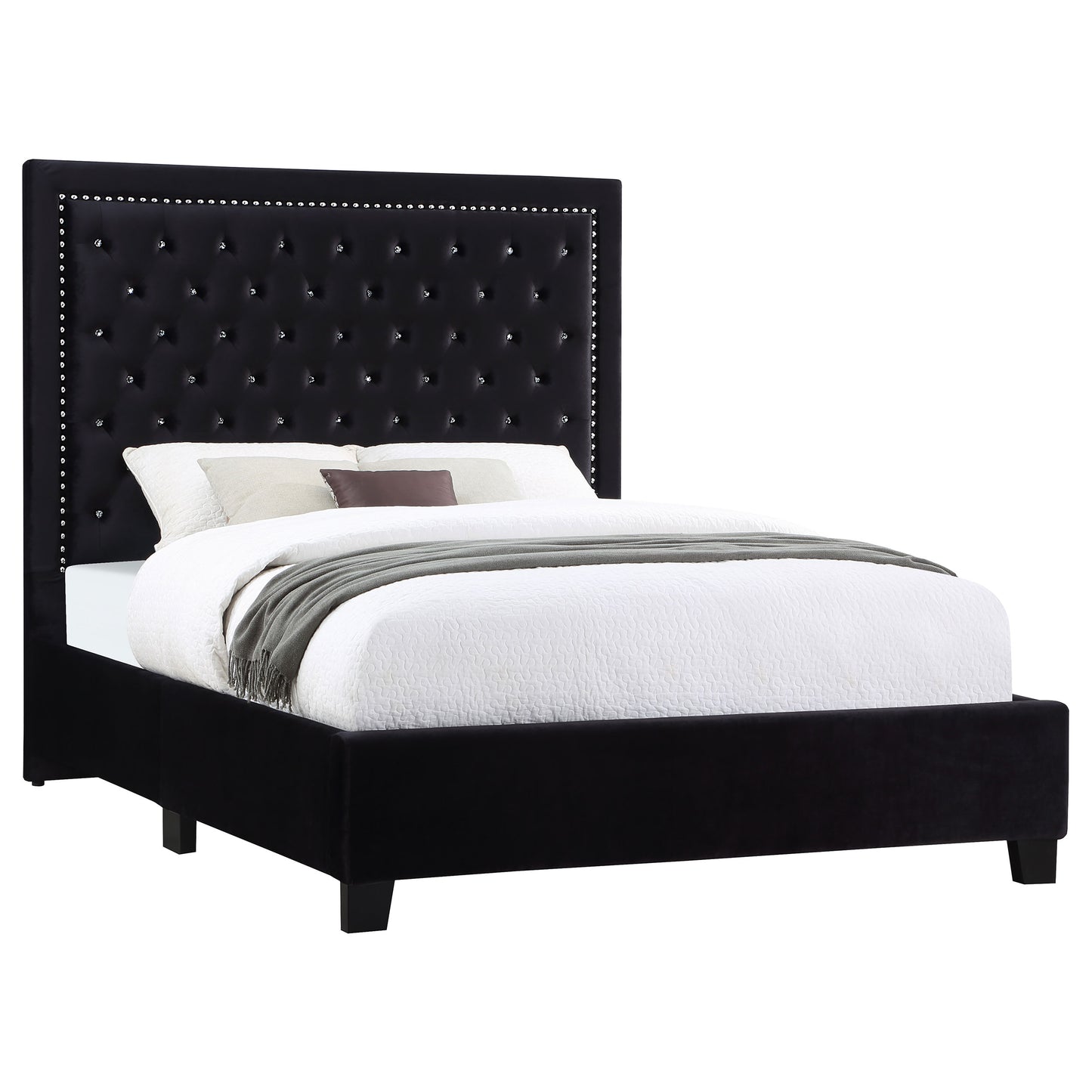 Hailey Upholstered California King Panel Bed Black