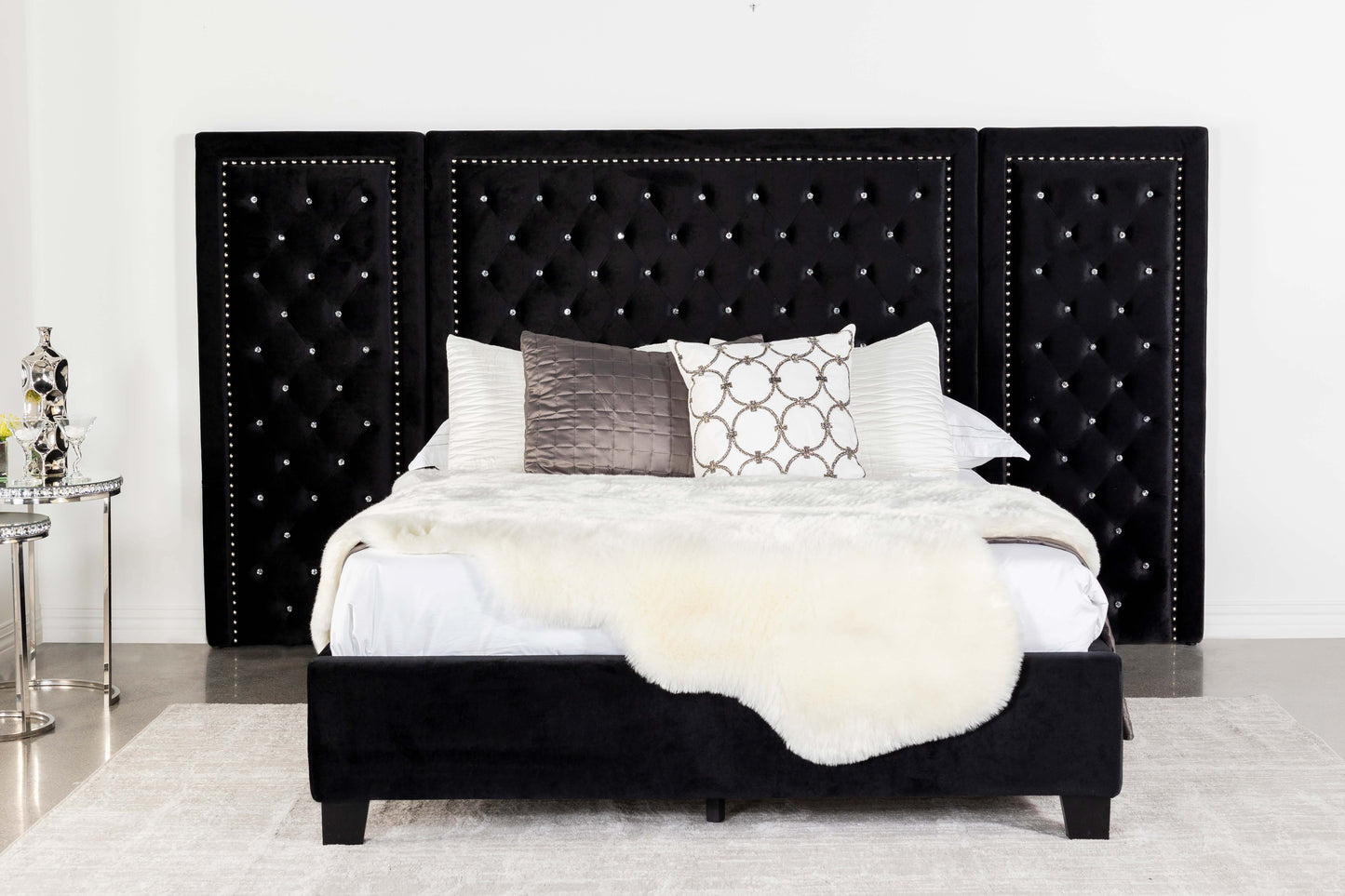 Hailey Upholstered Queen Panel Bed Black