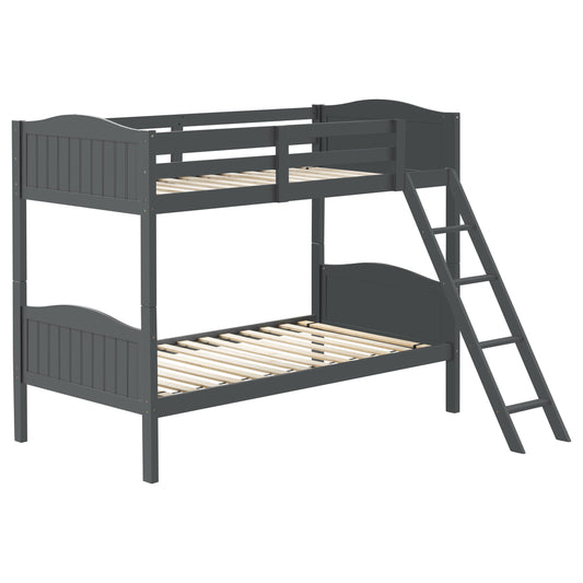 Arlo Twin Over Twin Bunk Bed with Ladder Grey