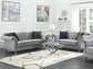 Frostine Upholstered Tufted Living Room Set Silver