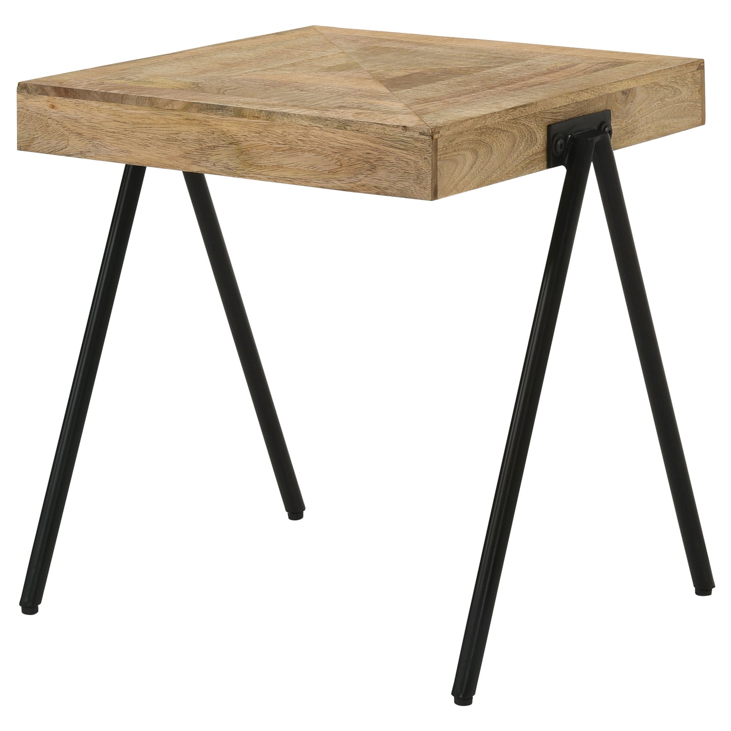 Avery Square End Table with Metal Legs Natural and Black