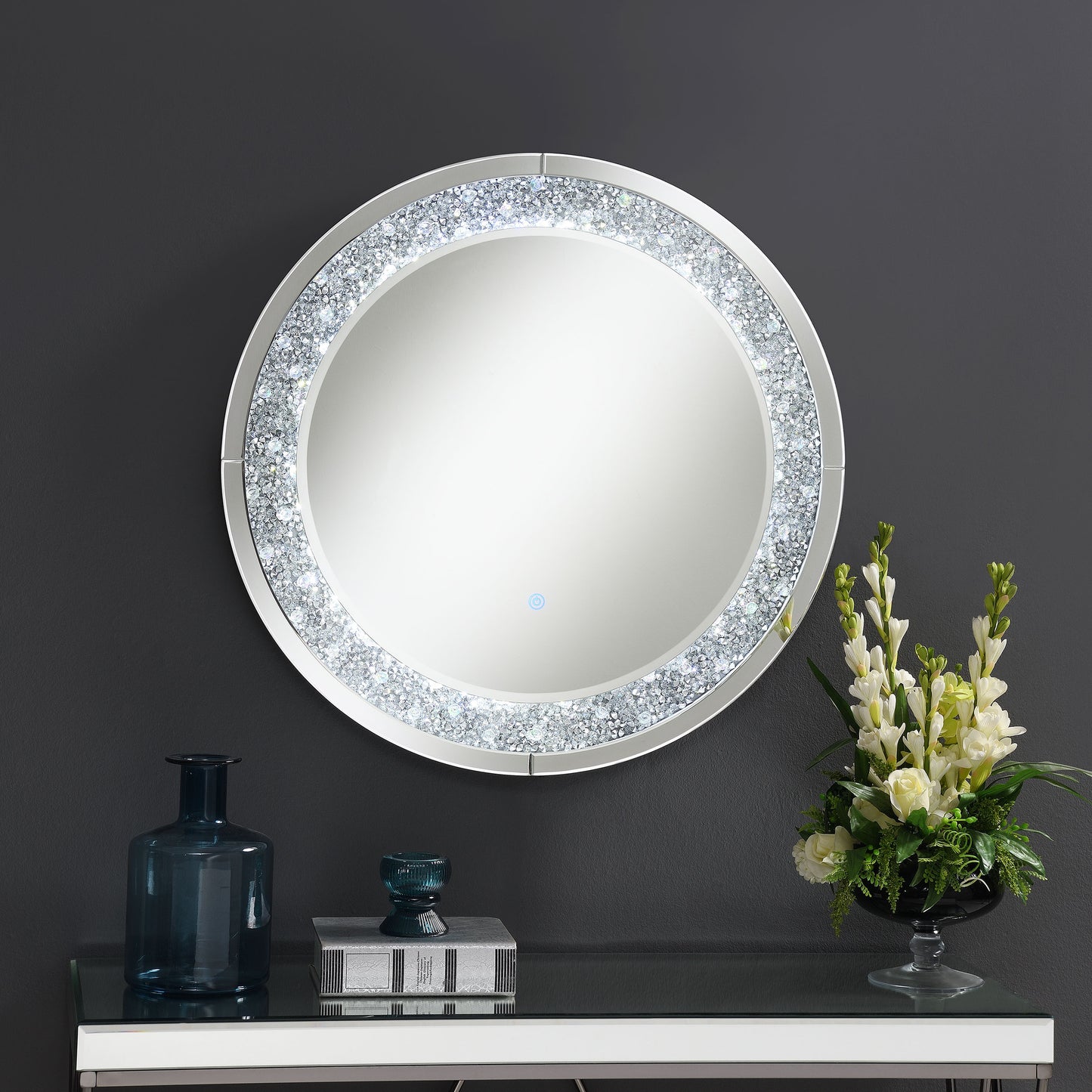 Lixue Round Wall Mirror with LED Lighting Silver