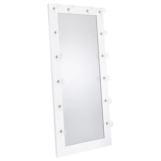 Zayan Full Length Floor Mirror With Lighting White High Gloss